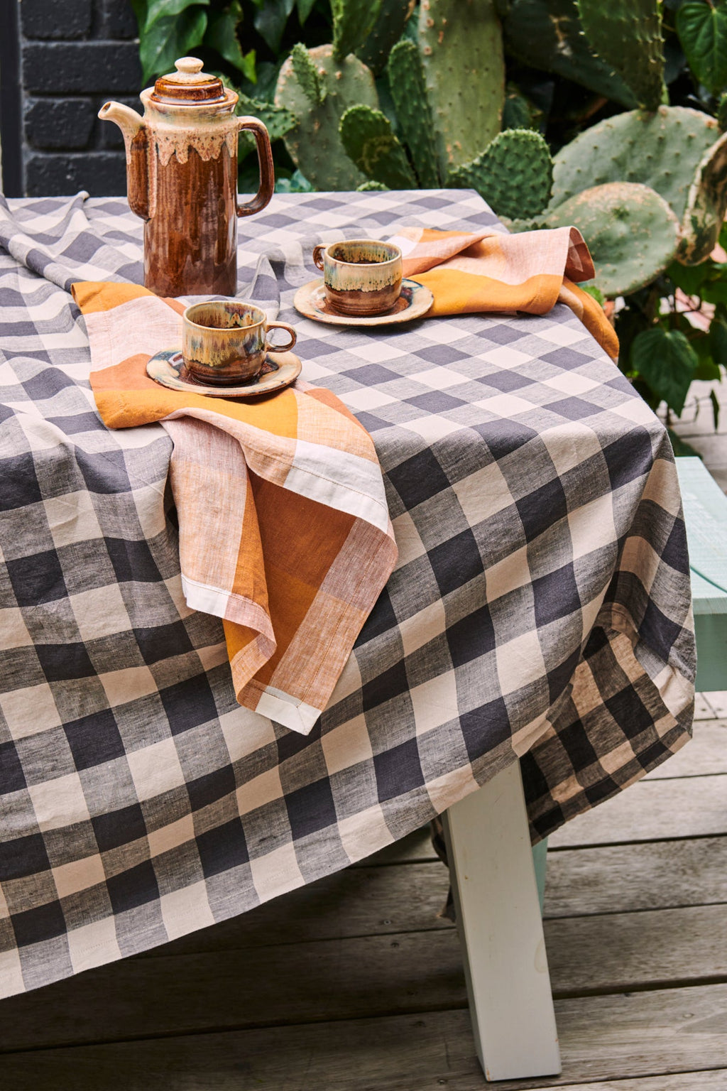 Gingham Linen Tablecloth
