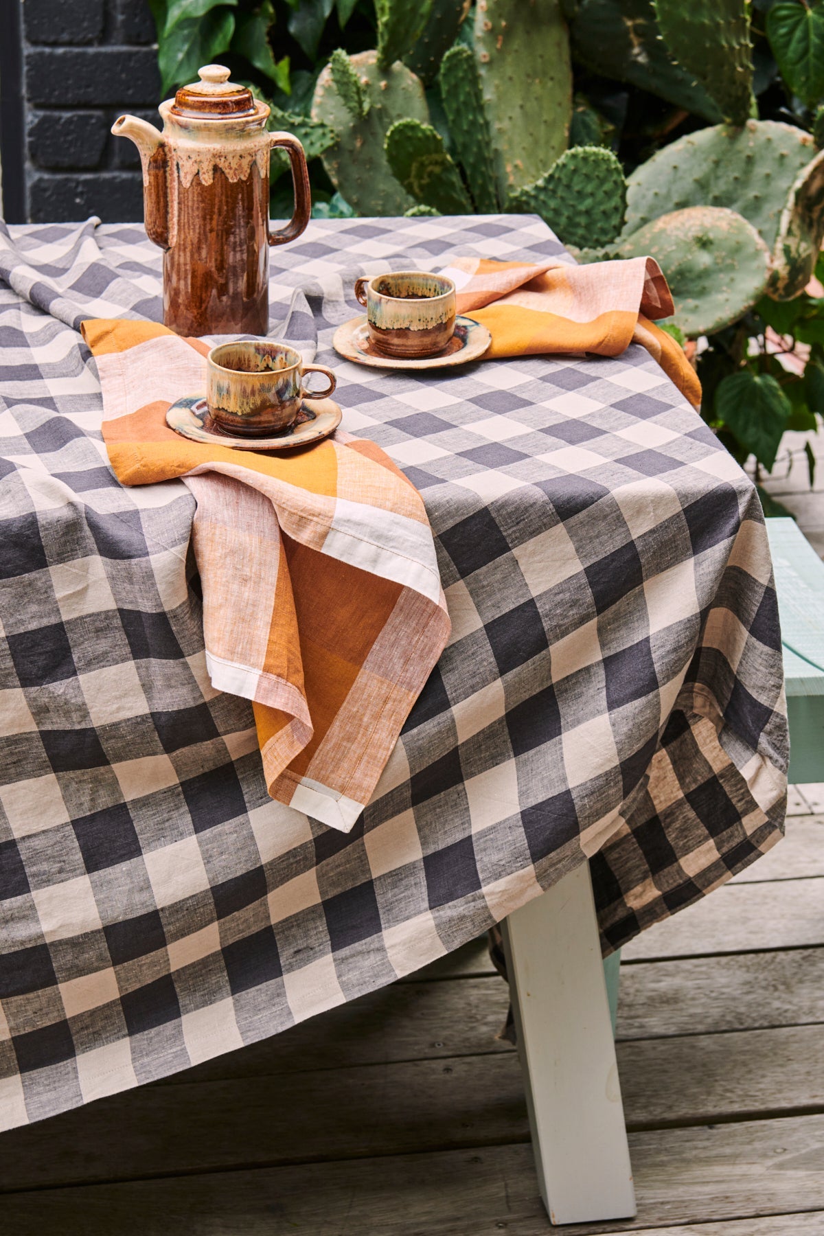 Gingham Linen Tablecloth