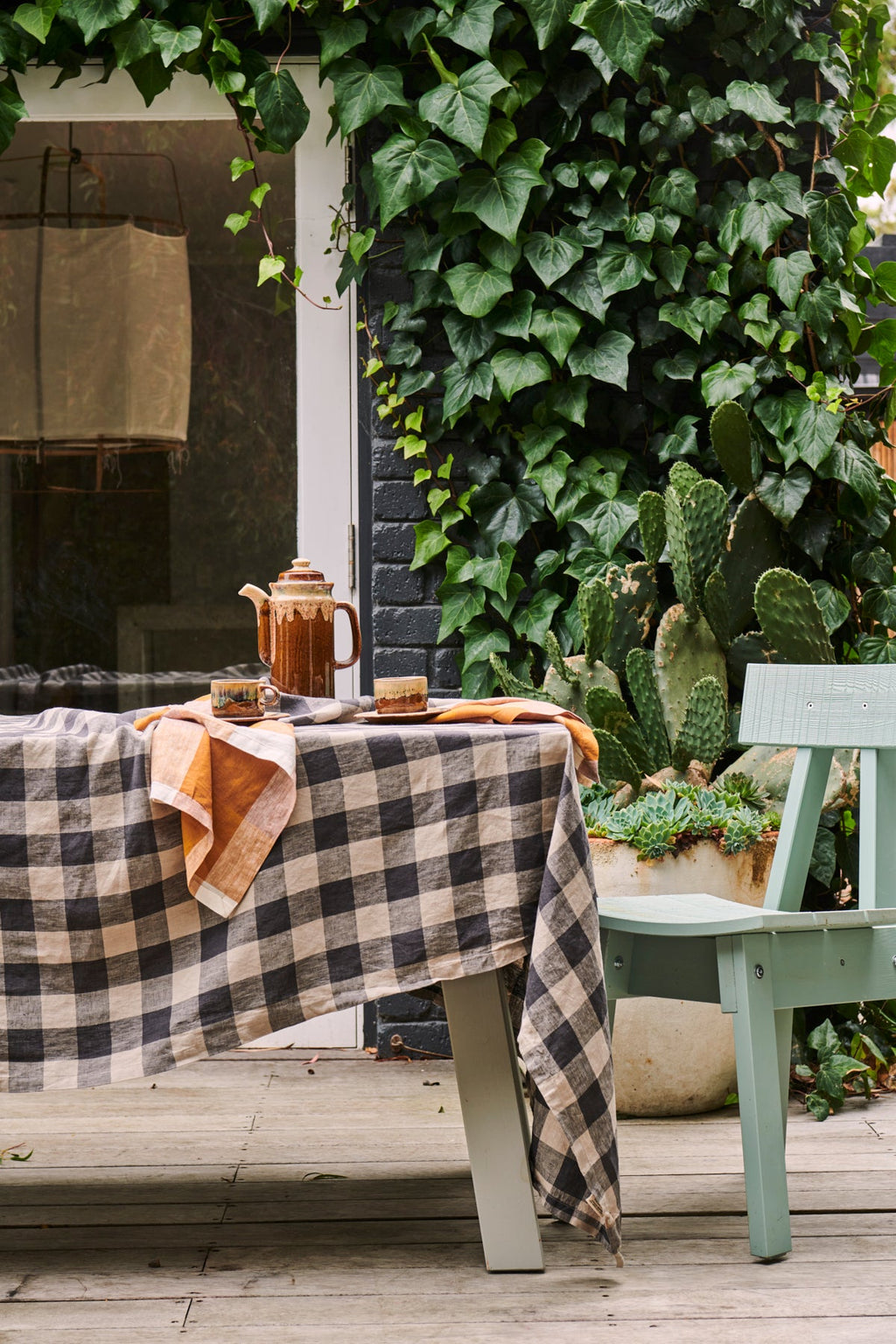 Gingham Linen Tablecloth
