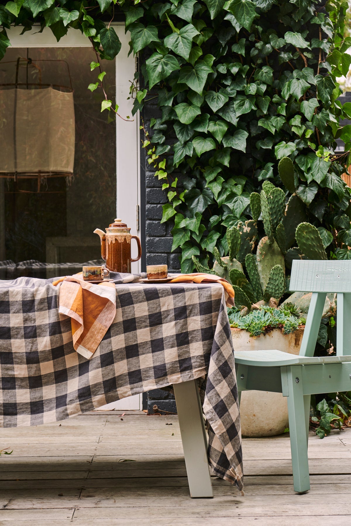 Gingham Linen Tablecloth