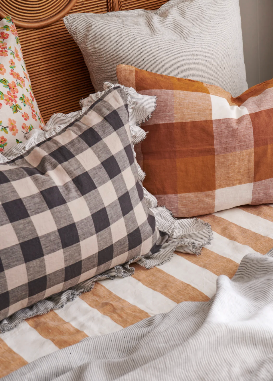 Gingham Ruffle Pillowcase Set of 2