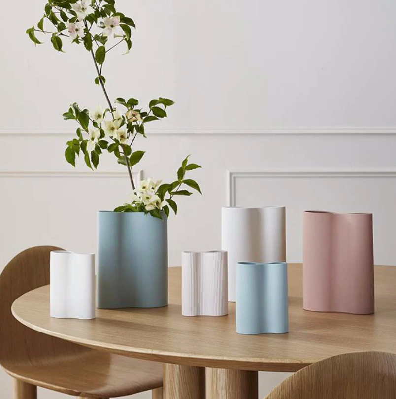 Blue Ribbed Vase