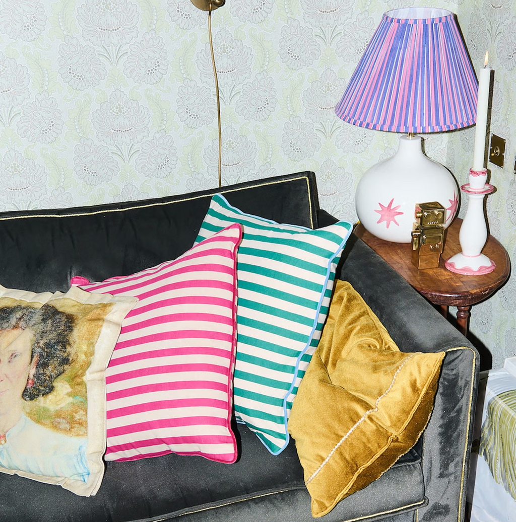 Magenta Striped Cushion