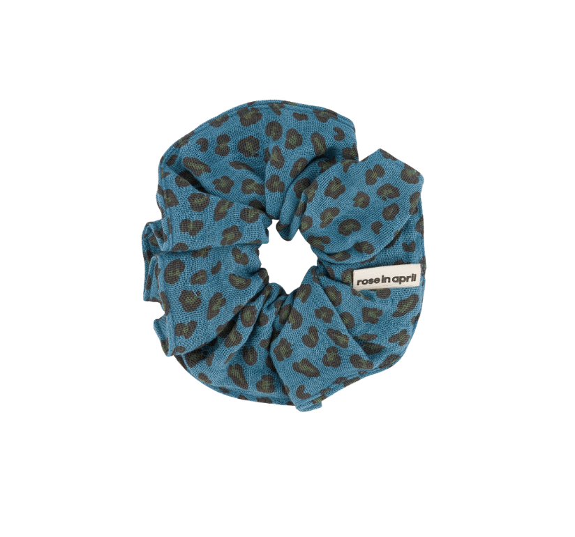 Blue Leopard Scrunchie