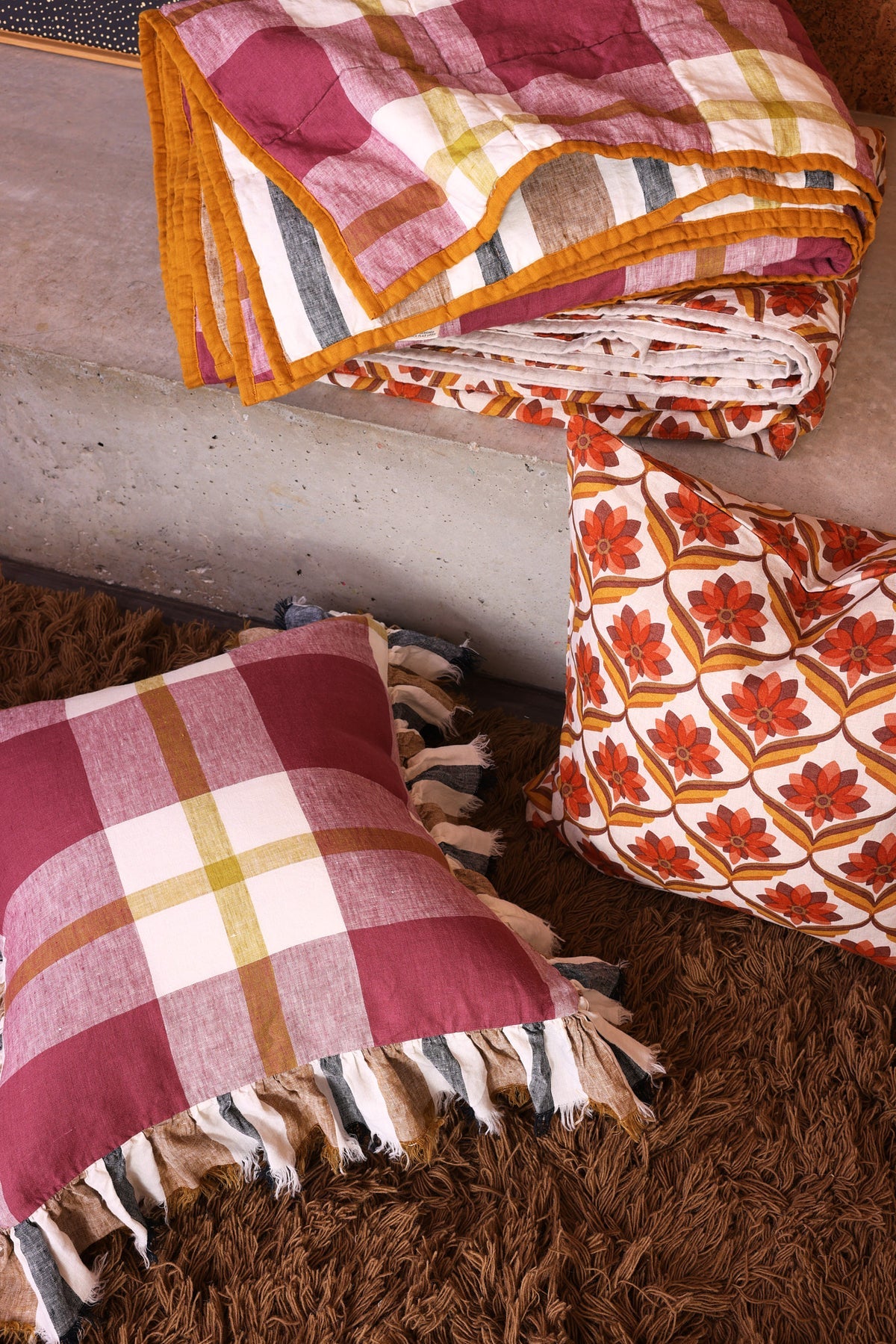 Plum Ruffle Cushion
