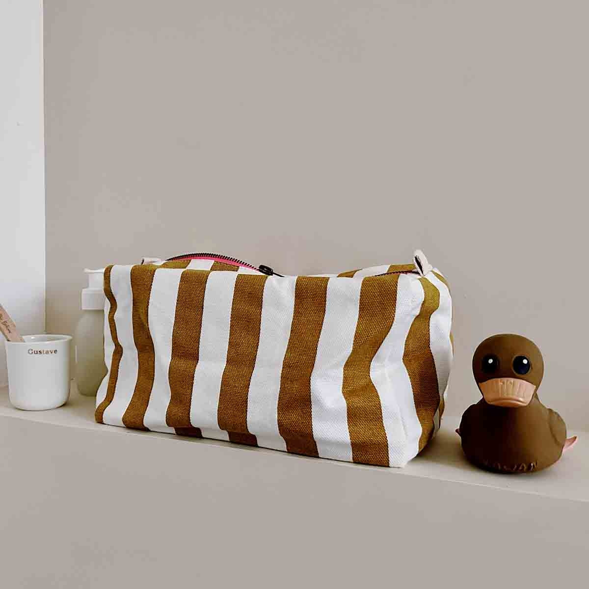 Caramel Stripes Wash Bag